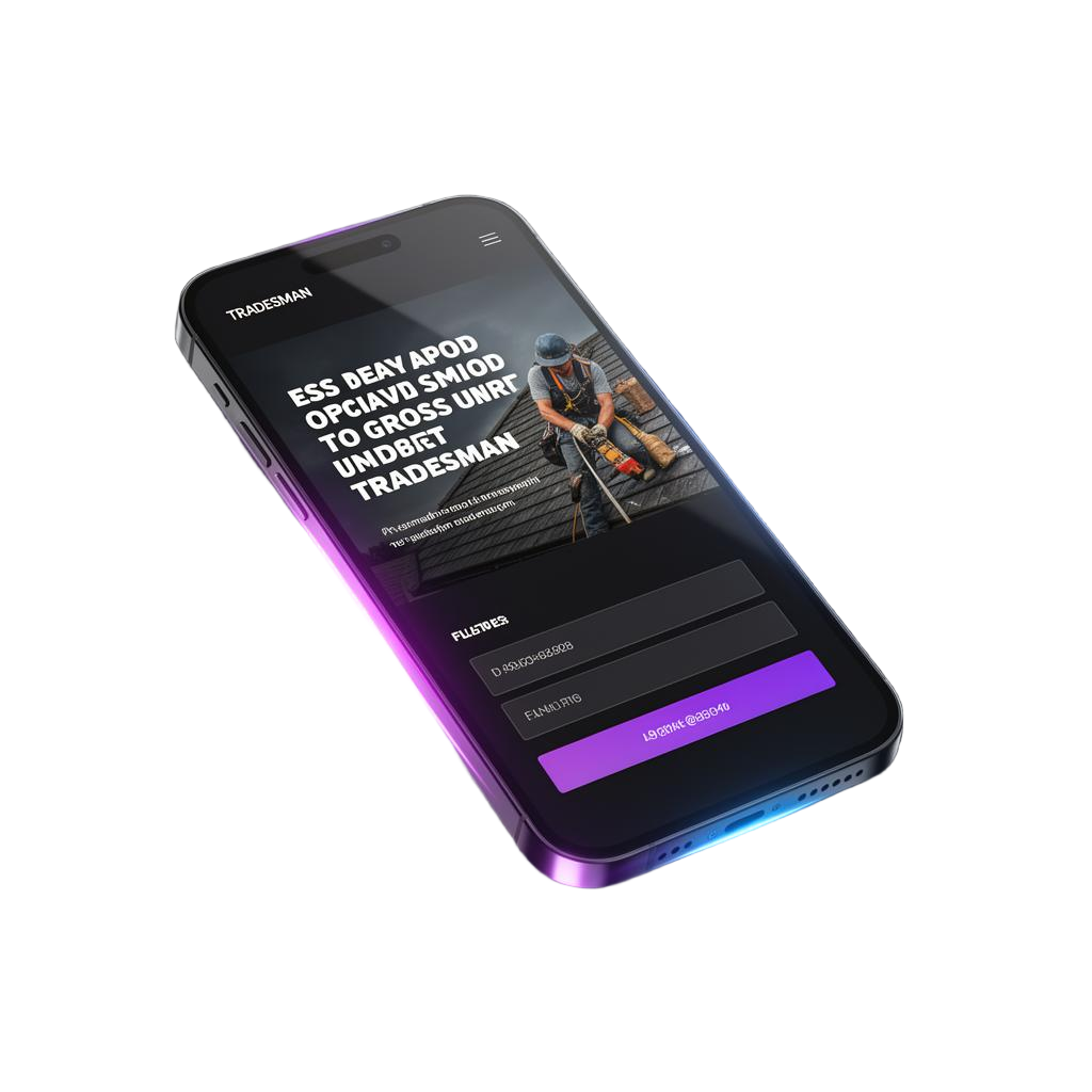 Premium tradesman website on mobile phone